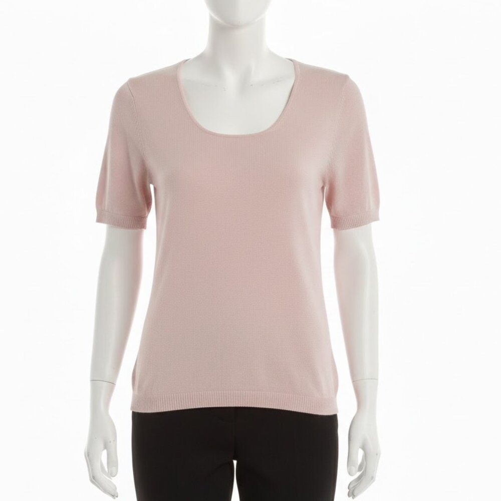 Brooks Brothers Silk-Blend Short Sleeve Knit Sweater - Petal Pink